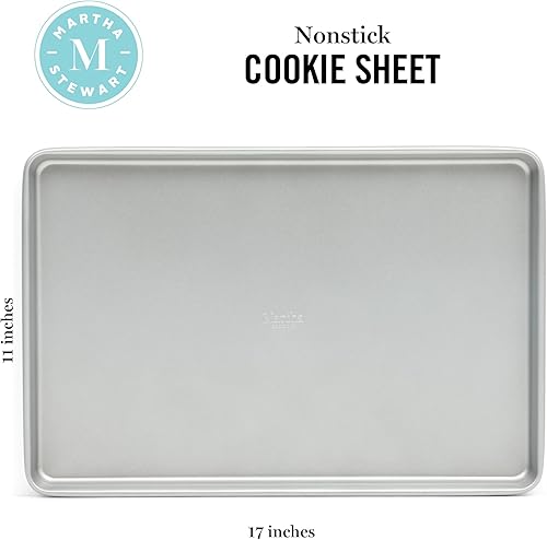 Miniatura 2 de Martha Stewart Gallen - Hoja de galletas antiadherente de acero al carbono, 17 x 11 pulgadas, color plateado