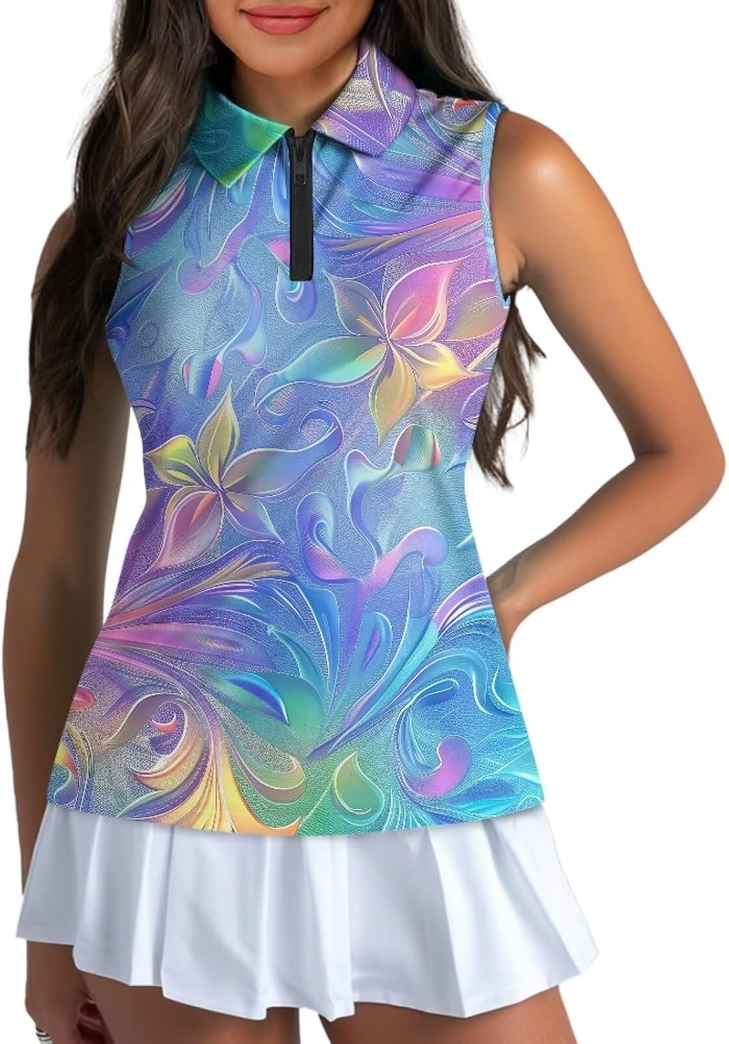 YEXIATODO Wpmens Ladies Racerback Golf Shirts Athletic Tank Tops Polo Quarter Zip Pullover Golf Apparel Size XS-2XL