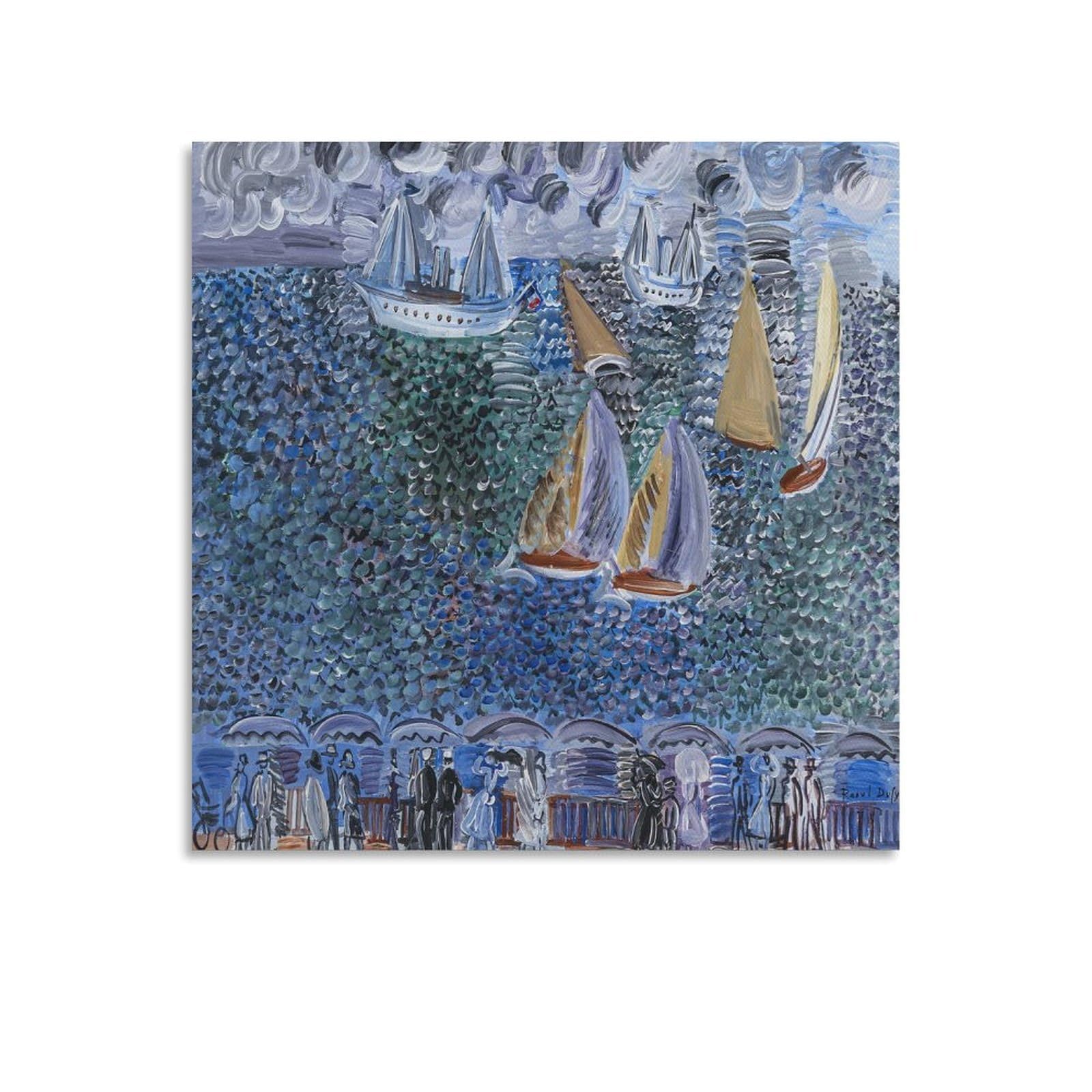 KLAGCBDF Raoul Dufy La Promenade Au Bord De Artworks Picture Print Poster Wall Art Painting Canvas Decor Home Posters 12x12inch(30x30cm)