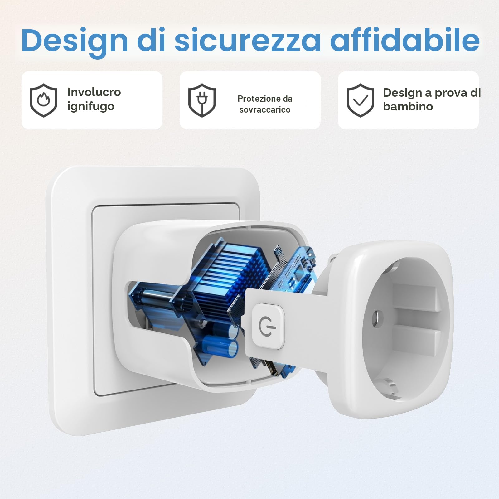 SURFOU Presa Smart, 16A Intelligente Plug Compatibile con Alexa e Google Home, Controllo Vocale, 2.4GHz WiFi Accesso Remoto, Nessun Hub Necessario, Monitoraggio del Consumo Energetico