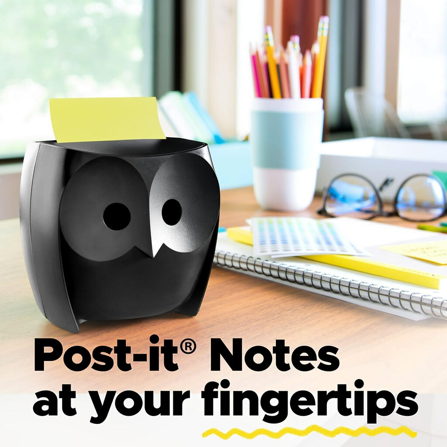 Post-it DS330BK Pop-Up Note Dispenser, 3-Inch x3-Inch Notes, 50Sht/PD, Black/Clear