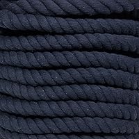 Vista 75 de Cuerda de algodón trenzado súper suave de 3 hebras (negro, 1 pulgada x 10 pies)