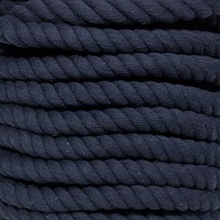 Super Soft 3 Strand Twisted Cotton Rope (Navy, 1 Inch x 10 Feet)