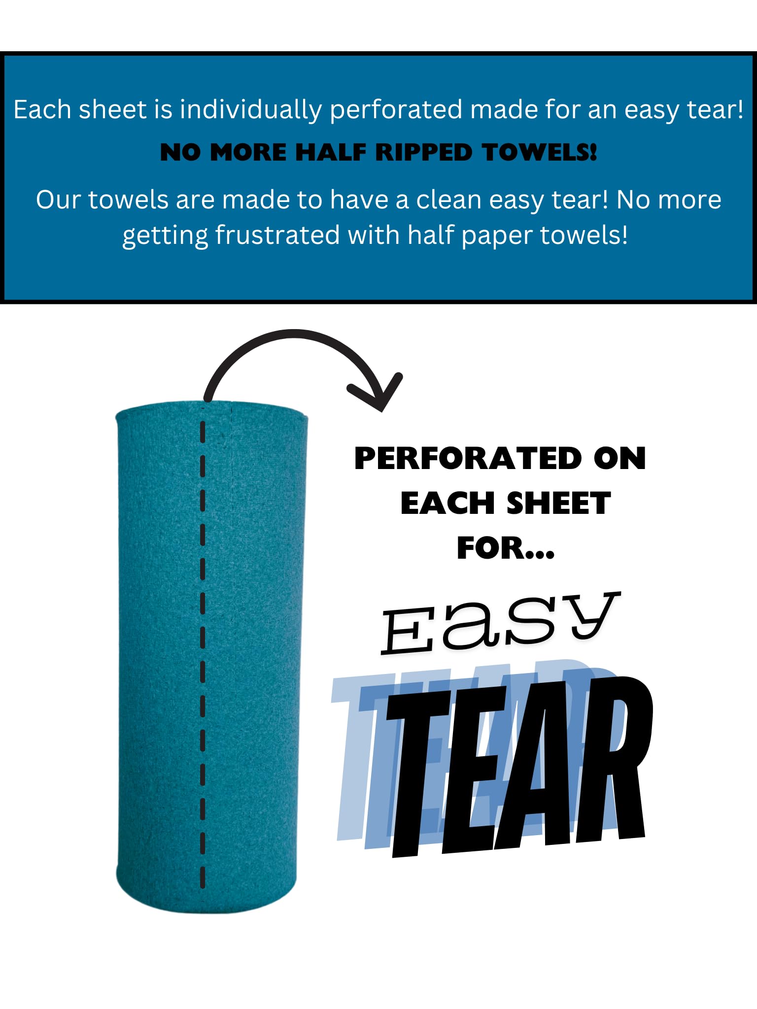 Tuff-Towel Small Roll Towels, 9x10.5 Inch Sheets, 100 Sheets per Roll, 30 Rolls per Case (Blue)