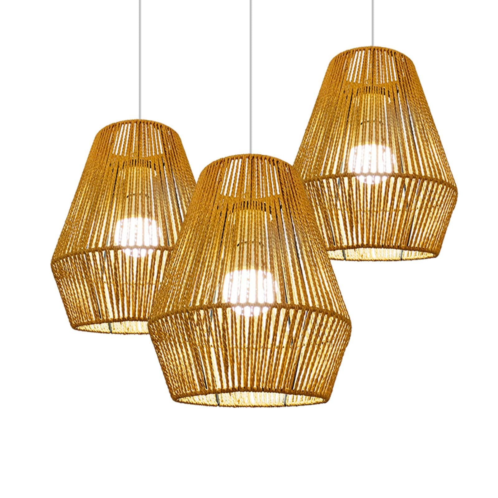 F Fityle Corda intrecciata in rattan Lampada a sospensione Paralume Sostituzione paralume Accessori retrò per soggiorno Camera da letto Hotel Ristorante, Kaki