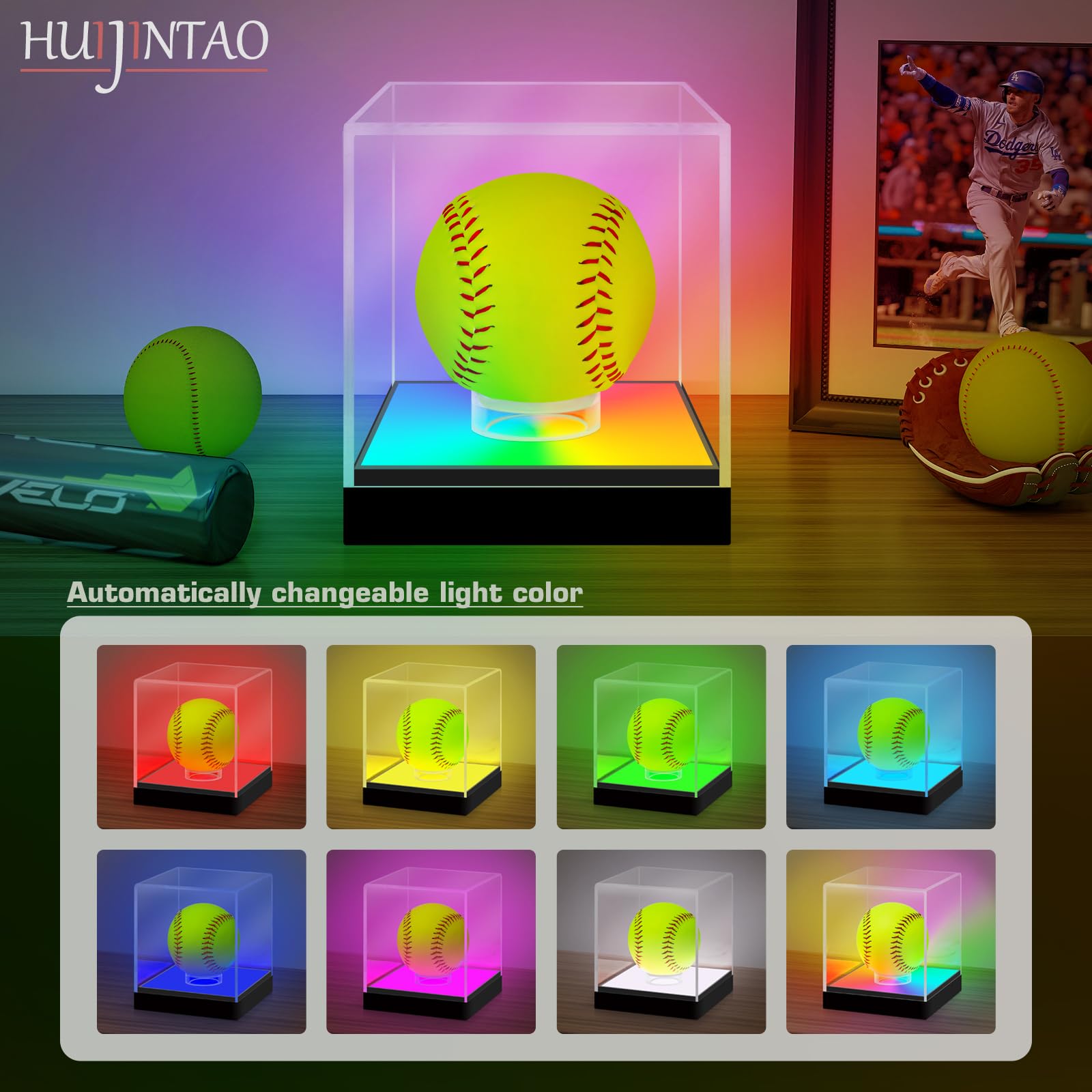 Softball Display Case with RGBW LED Light - Image 4