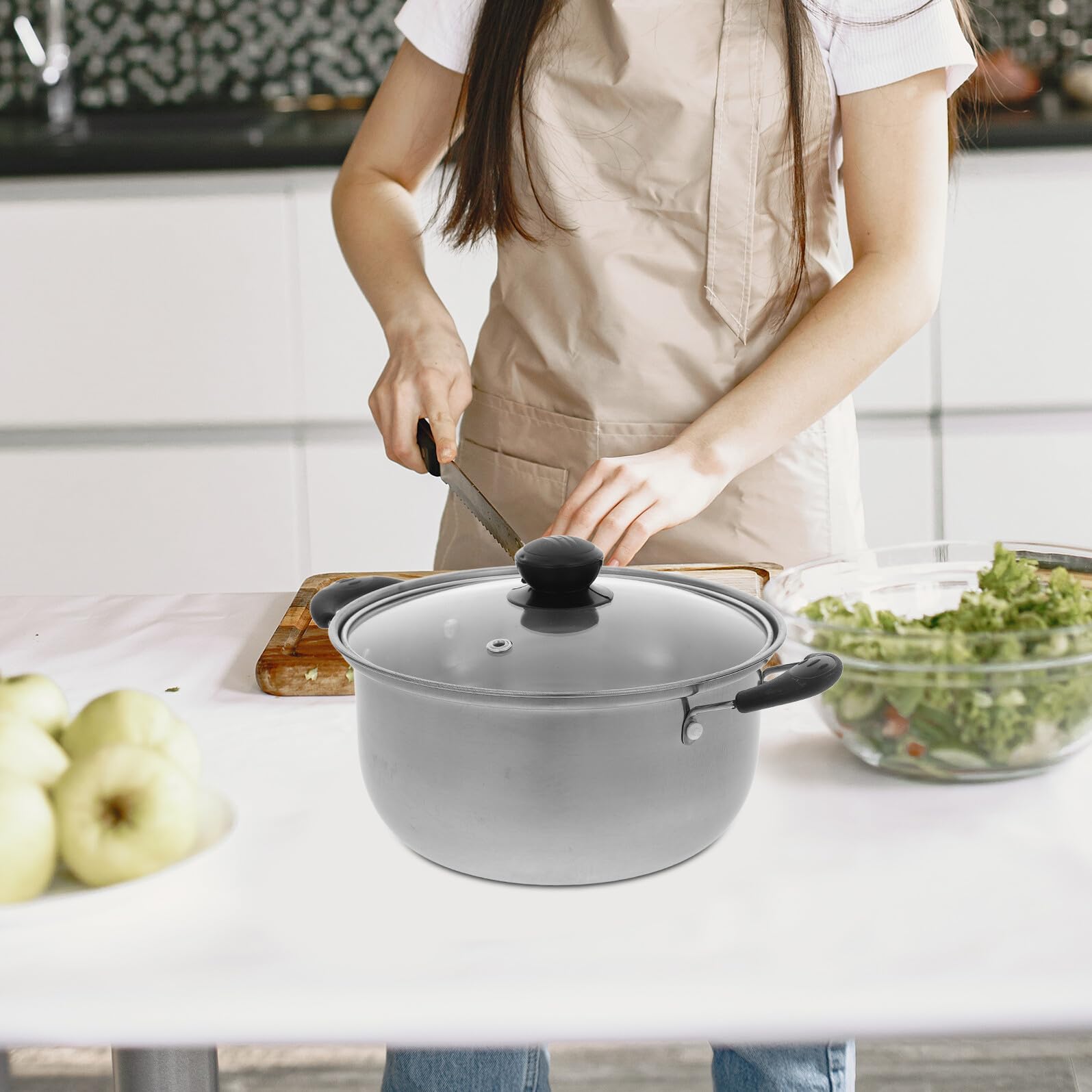 Ipetboom Pentola Vapore Acciaio Inox Vaporiera Cucina Pentola per Cottura a Vapore Compatibile Gas Elettrico Uso Domestico con Coperchio E Doppio Manico