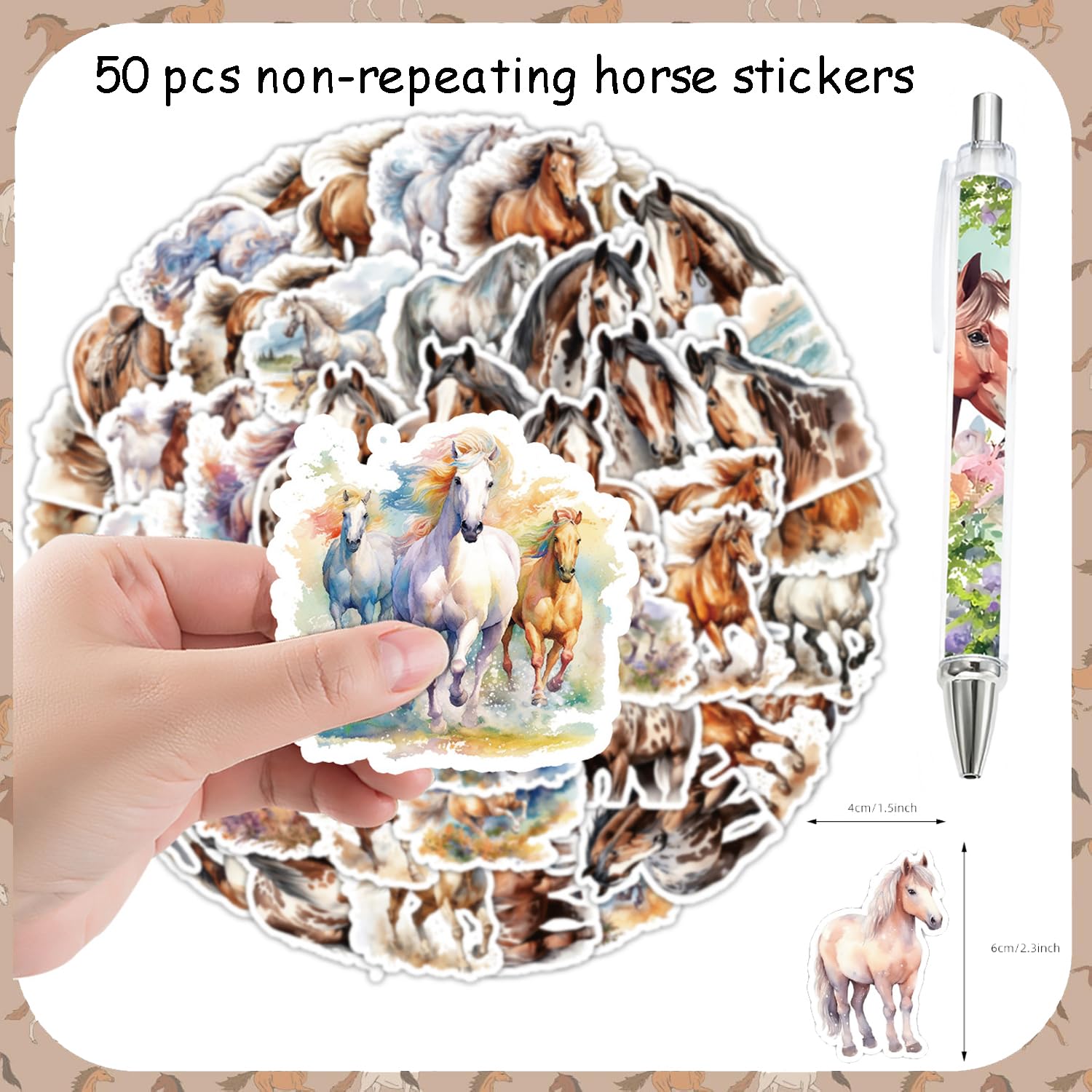 Ensemble de papeterie à thème cheval 86 pièces avec stylos, carnets, autocollants et sacs cadeaux