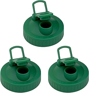 Leaf Green Pour & Store Lid with Carry Loop for Mason Jars (3 Pack, Wide Mouth)