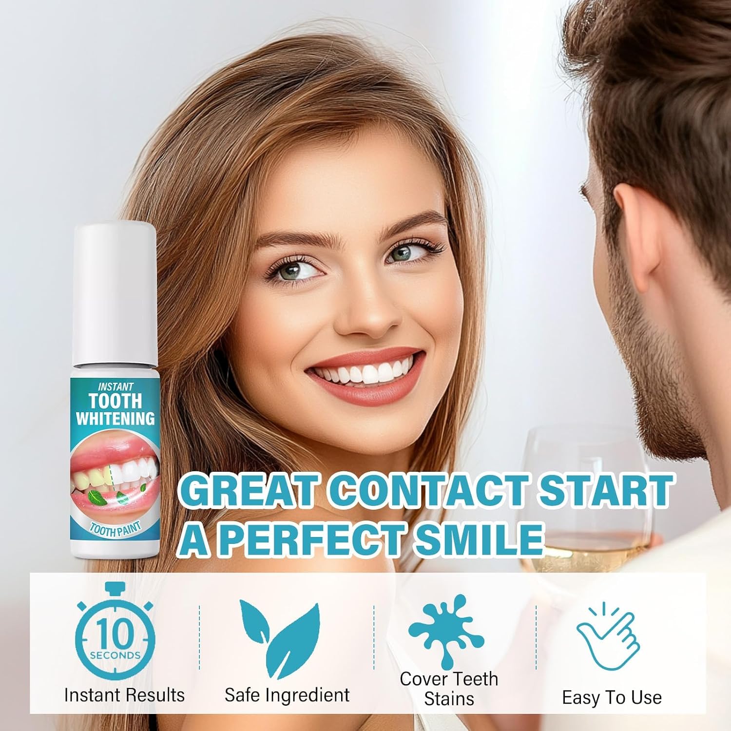 Tooth Paint, Instant Teeth Whitening Paint Kit, White Gel Paint for Teeth, Easy & Fast Get Shiny Teeth, Safe, Assertive Socializing