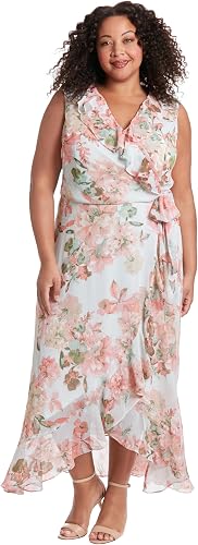 London Times Women's Dresses Sleeveless Ruffle Detail Faux W