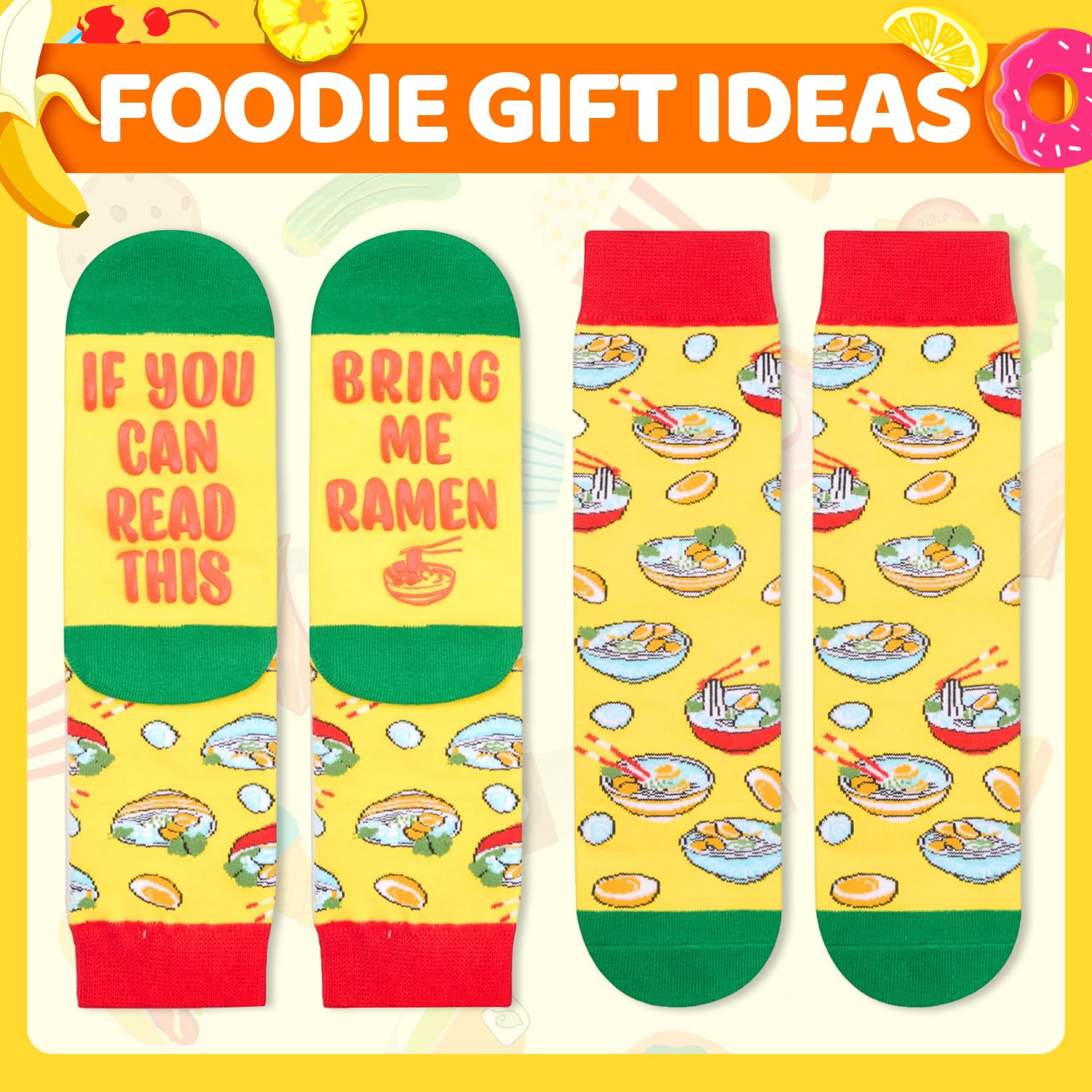 HAPPYPOP Food Socks for Kids - Hot Dog Ramen Gifts for Boys Girls, Taco Popcorn Socks