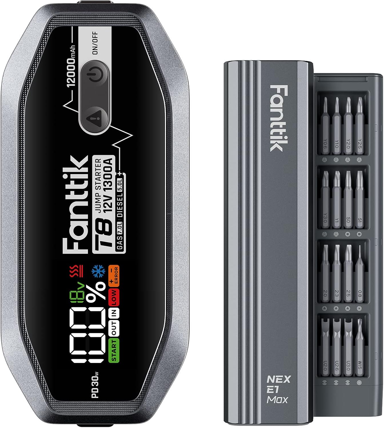Fanttik E1 MAX Mini Electric Screwdriver & T8 1300 Amp Jump Starter