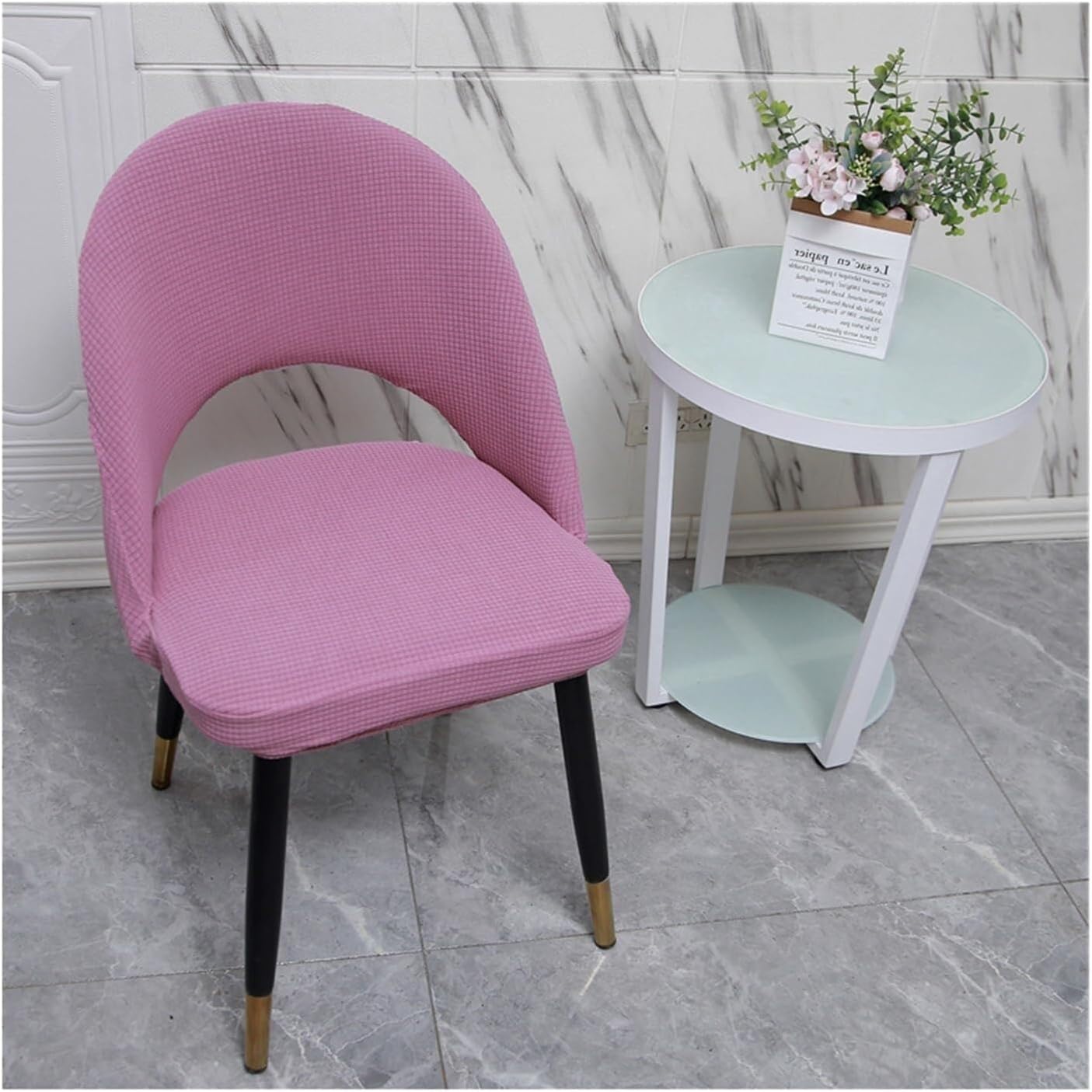 Curved Back Dining Chair Slipcovers Set - Hollow Back Stretch Covers for Armless Accent Chairs, Washable (1/2/4/6 Pcs)(G,4PCS)