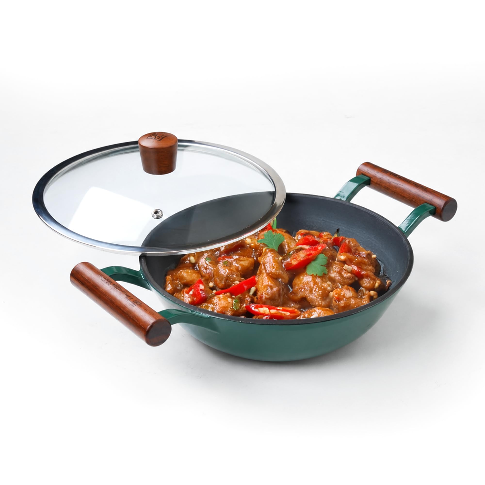 The Indus Valley Titanium Reinforced Enamel Coated Cast Iron Kadai 2.3 litres | 3 Layer Cast Iron with Glass Lid | Wooden Handle | Naturally Non Stick | Induction Compatible | PTFE, PFOA & PFAS Free-image-39