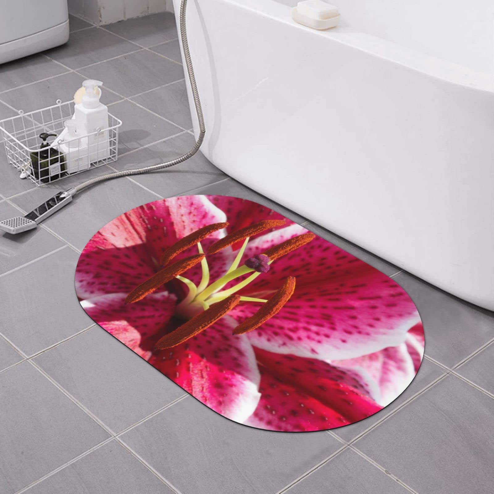 Tapis de bain ultra absorbant fleurs de lys pour sortie de douche sécurisée
