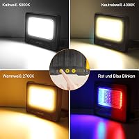 MEIKEE 80W LED Munkalámpa 12000 mAh Akkumulátorral - 4 Világítási Mód, 5 Fényerőszint, USB/Napelemes Töltés, Mágneses, Kempingezéshez, Szere 6