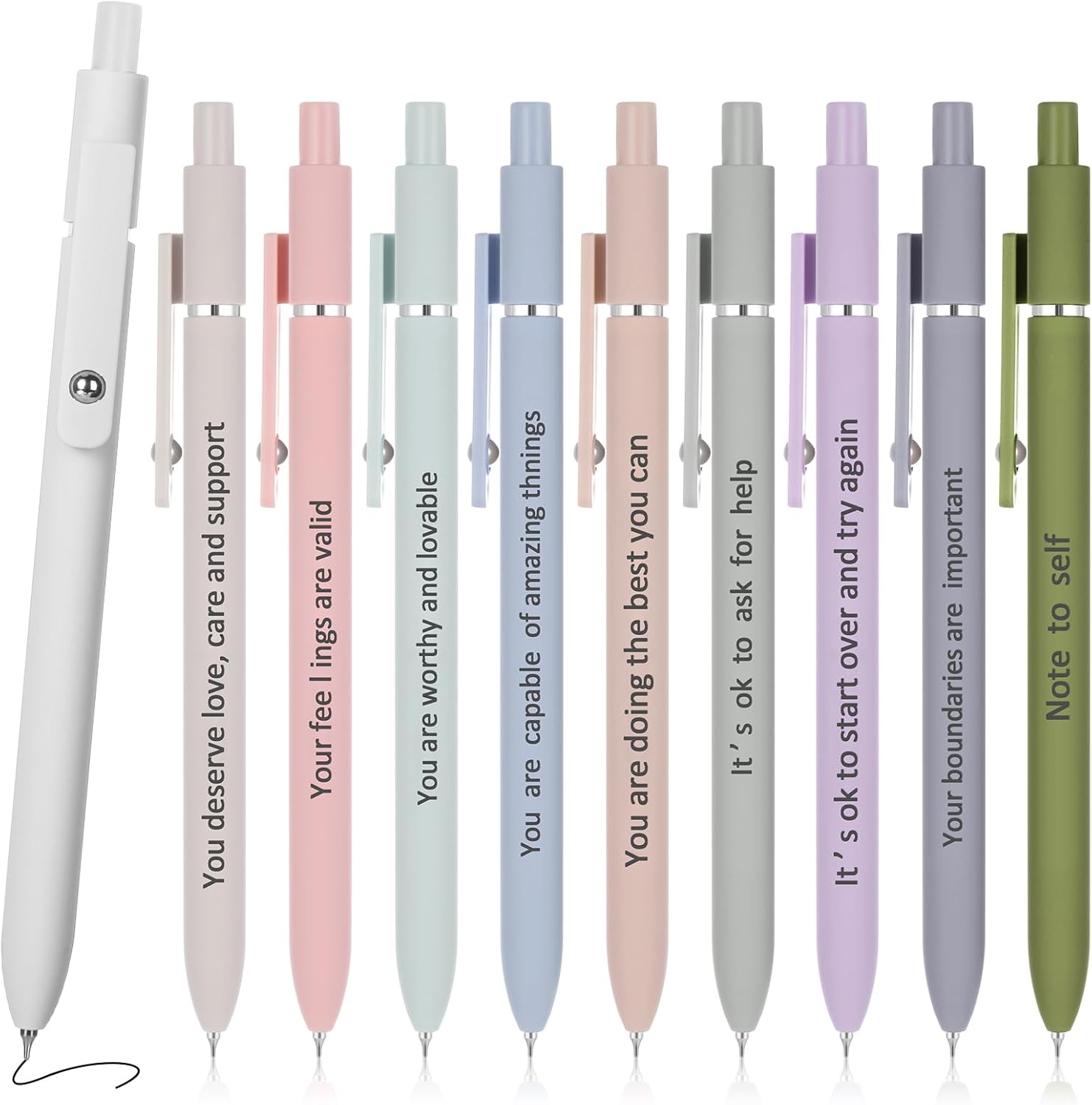 Crtiin 10 Pcs Inspirational Gel Pens 0.5mm Quick Dry Black Ink High-end Series Fine Point Smooth Writing Pens for School Office Supplies for Women Men New Job &Promotion Congratulation Gifts