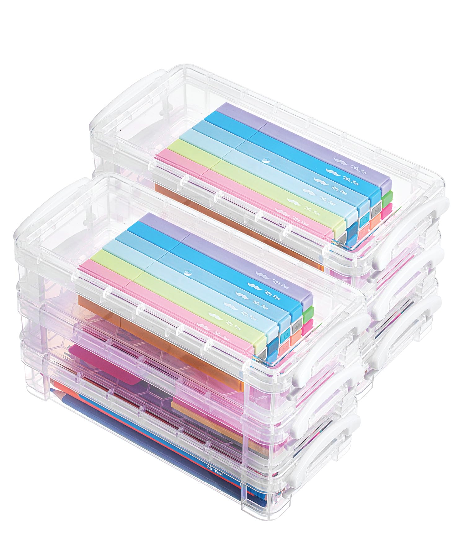 Mr. Pen- Clear Pencil Boxes, 6 Pack, Snap-Tight Lid, Crayon Box, Plastic โ image 1