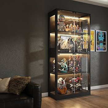 むぎむぎさん専用】ガラスケース LEDライト付き 4段両扉 むぎむぎさん