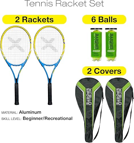 Miniatura 2 de Juego de raquetas de tenis de aluminio para 2 jugadores, incluye dos raquetas. Seis pelotas de cancha y dos fundas de transporte, disponibles en 23"