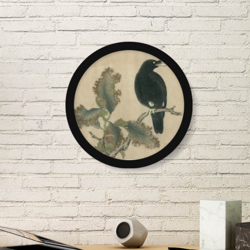 Peinture chinoise sur cadre photo ronde en bois cadeau deco original