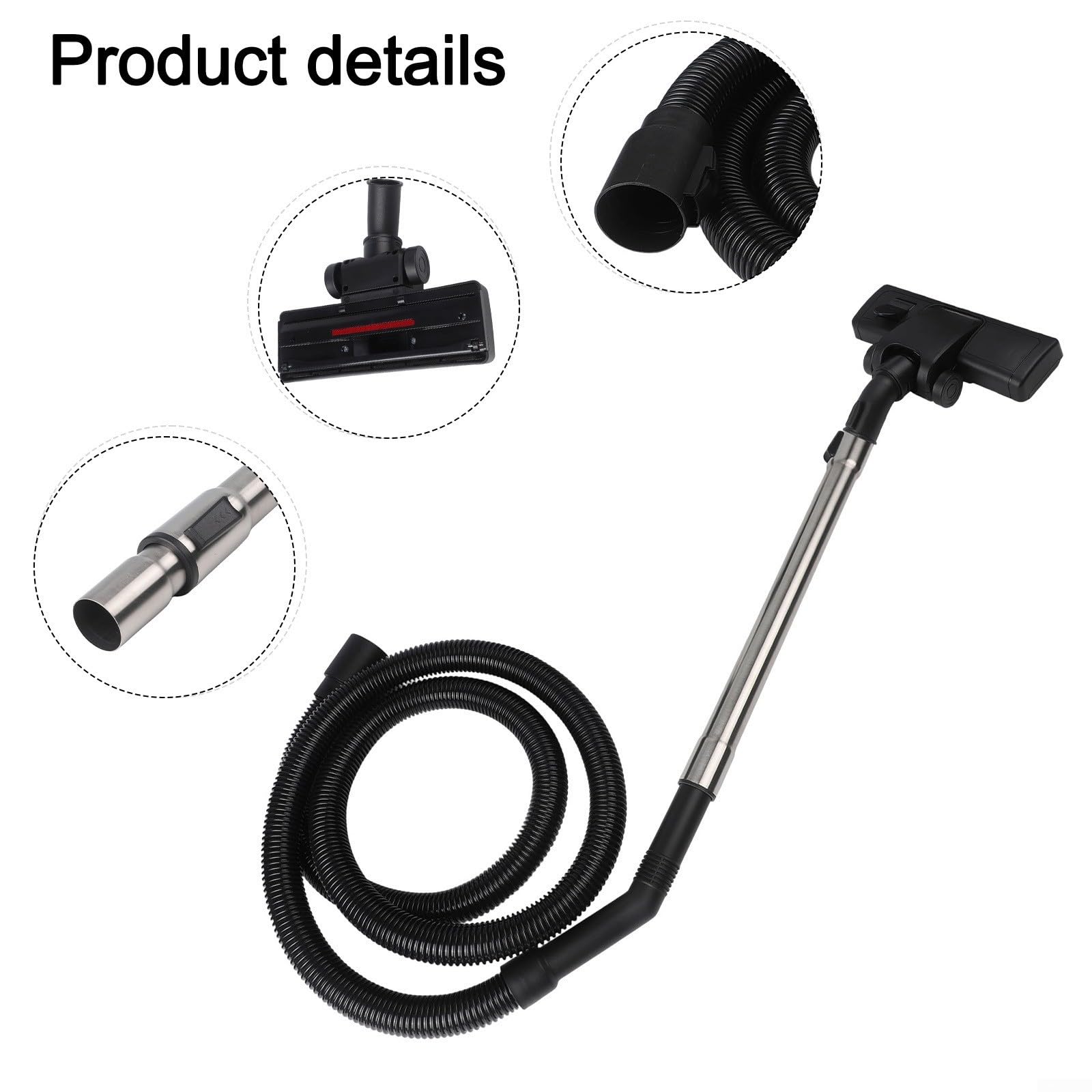 Juego de manguera de cepillo de piso para Karcher WD3 WD5 para aspiradoras MV3 SE Series, kit de extensión de tubo de succión de acero inoxidable