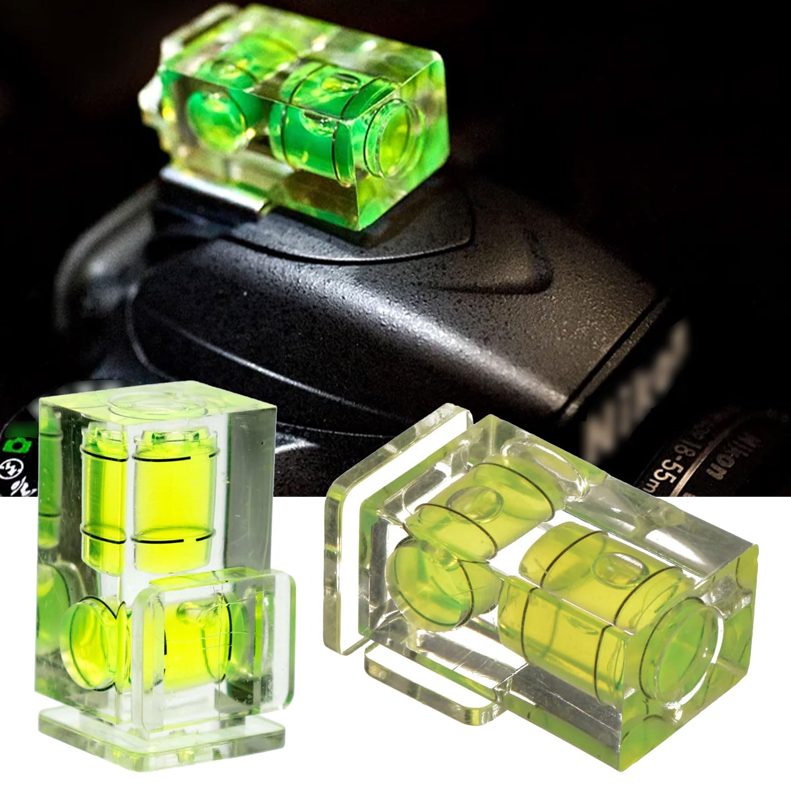 6 Pack Set di 2 e 1 asse, Livella a Bolla per Fotocamera,Livello di Spirito, Livello di Bolla della Macchina Fotografica, Fotocamera Copertura Hot Shoe, Livella a Bolla della Fotocamera