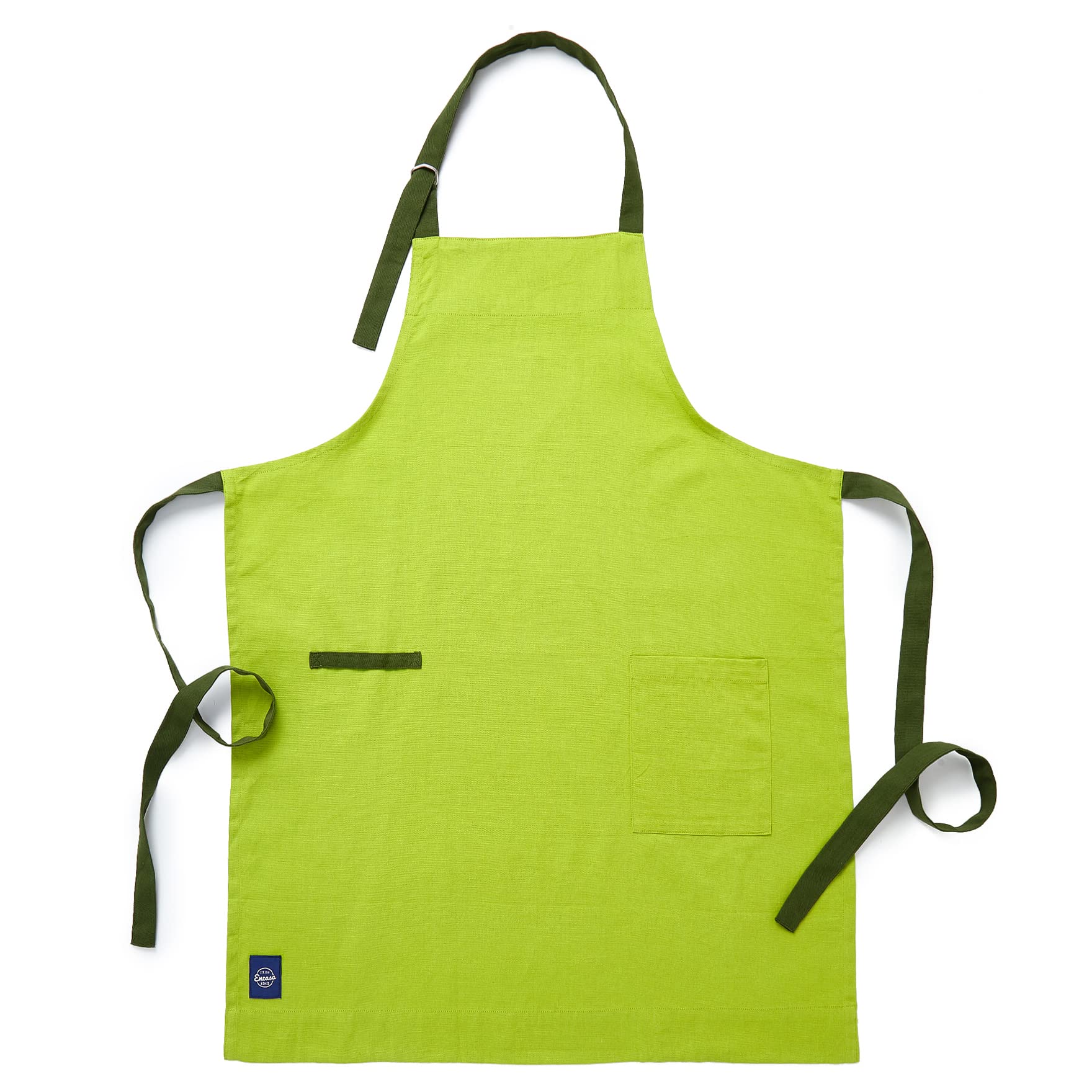 Encasa XO Cotton Stain Resistant Kitchen Bib Apron With Adjustable Straps, Pocket & Towel Holder | For Home & Outdoors Cooking Men & Women