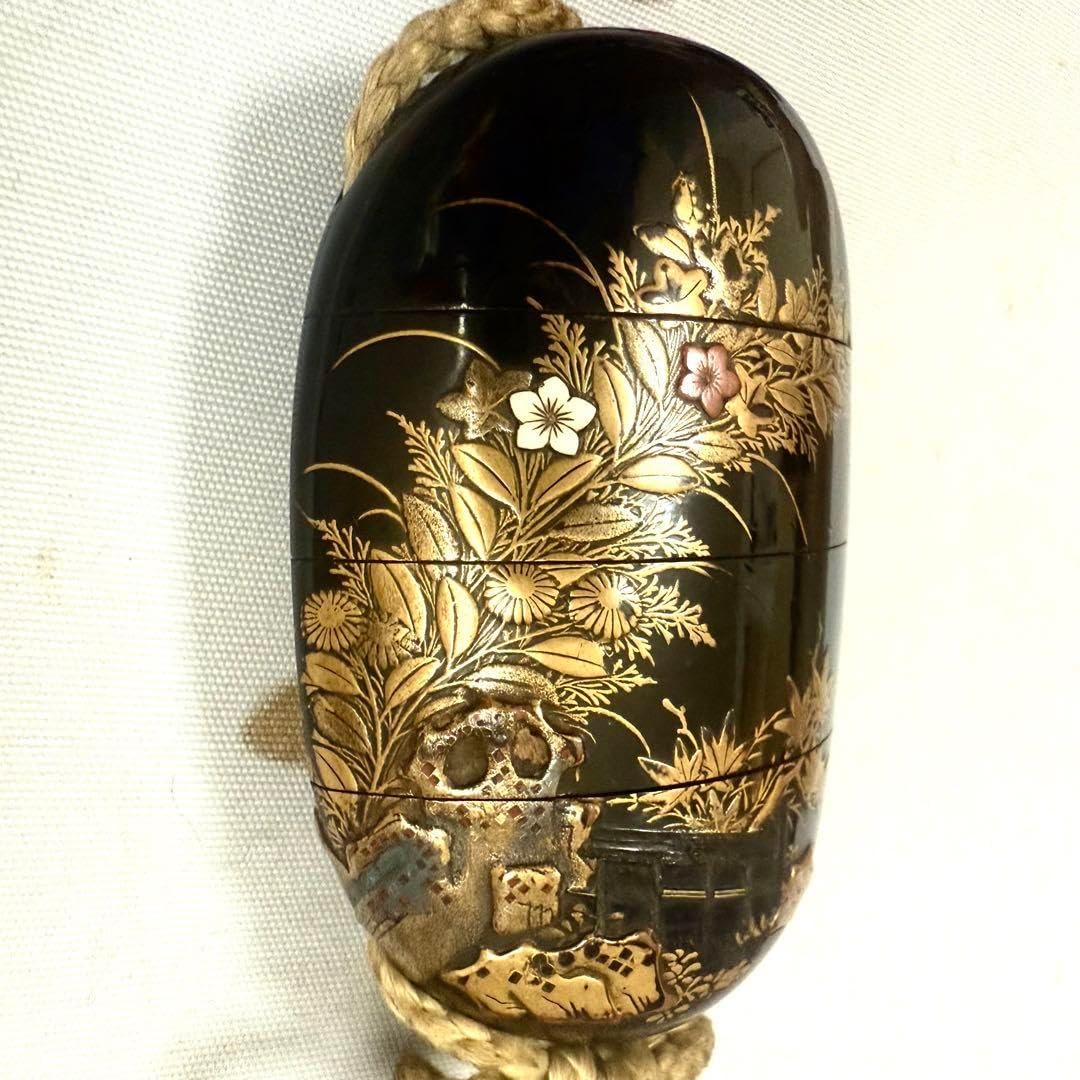 時代物　秋草蒔絵　象嵌細工　印籠　根付 時代物 秋草蒔絵 象嵌細工 印籠 根付 印籠・緒締・根付 | 清水三年坂