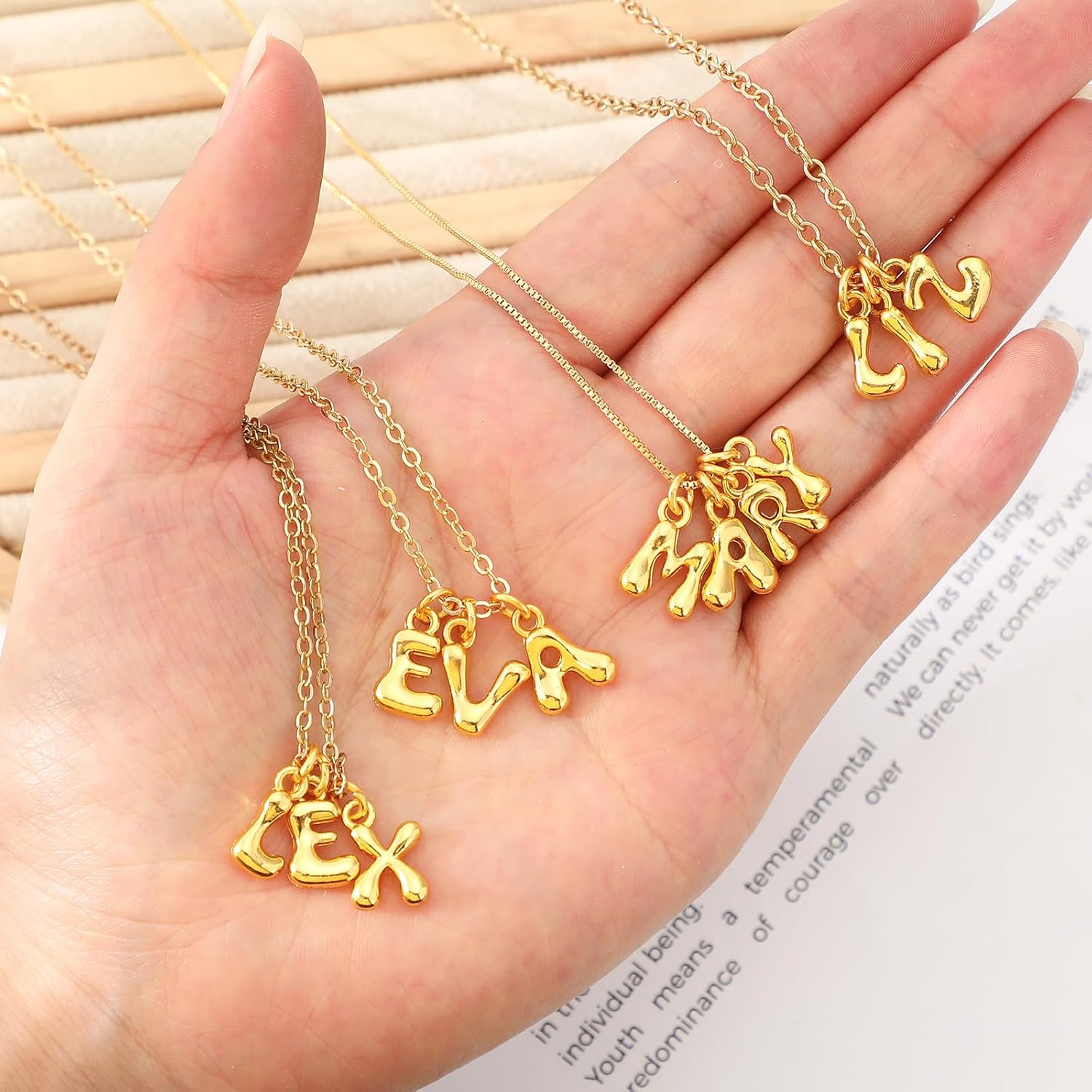 Tondiamo 52 Pcs 18 K Gold Bubbled A- Z Alphabet Letter Charms Initial Pendant Letters for Jewelry Making 3D Bubble Slide Glitter Trendy Chunky Charms Women DIY Bracelet Necklace Earrings - Image 5
