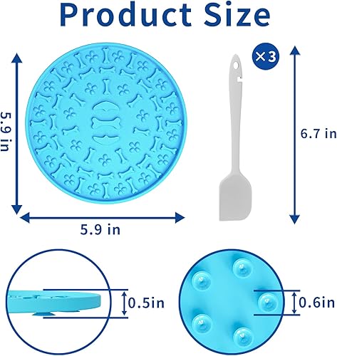 Miniatura 5 de Alfombrilla de silicona para lamer perros y gatos, paquete de 3, tapete de silicona para lamer perros con ventosas, alivia la ansiedad, promueve una