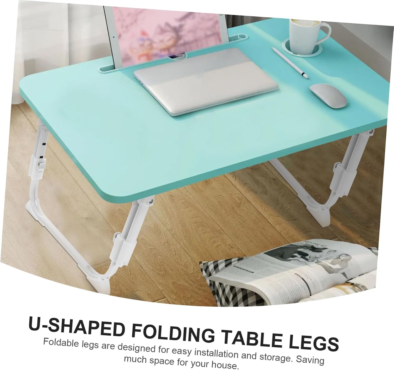 OSALADI Bed Table Legs Supply U-Shaped Desk Leg Self-Locking Folding for Laptop Bed Desk