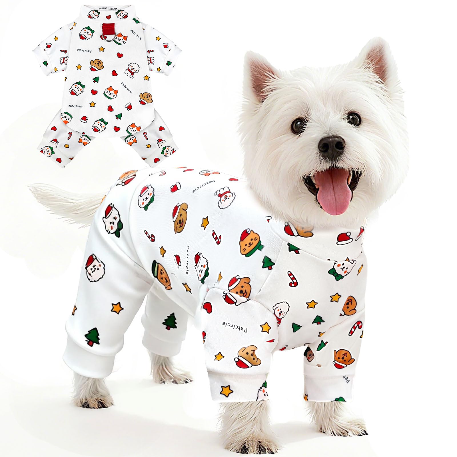 BAEJMJK Christmas Dog Pajamas Small Dogs Clothes(White,White,Small)