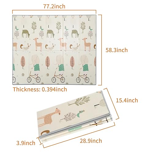 Miniatura 6 de Tapete plegable para bebé, tapete de juego de espuma extra grande, reversible, impermeable, portátil, de doble cara, para niños pequeños, uso en