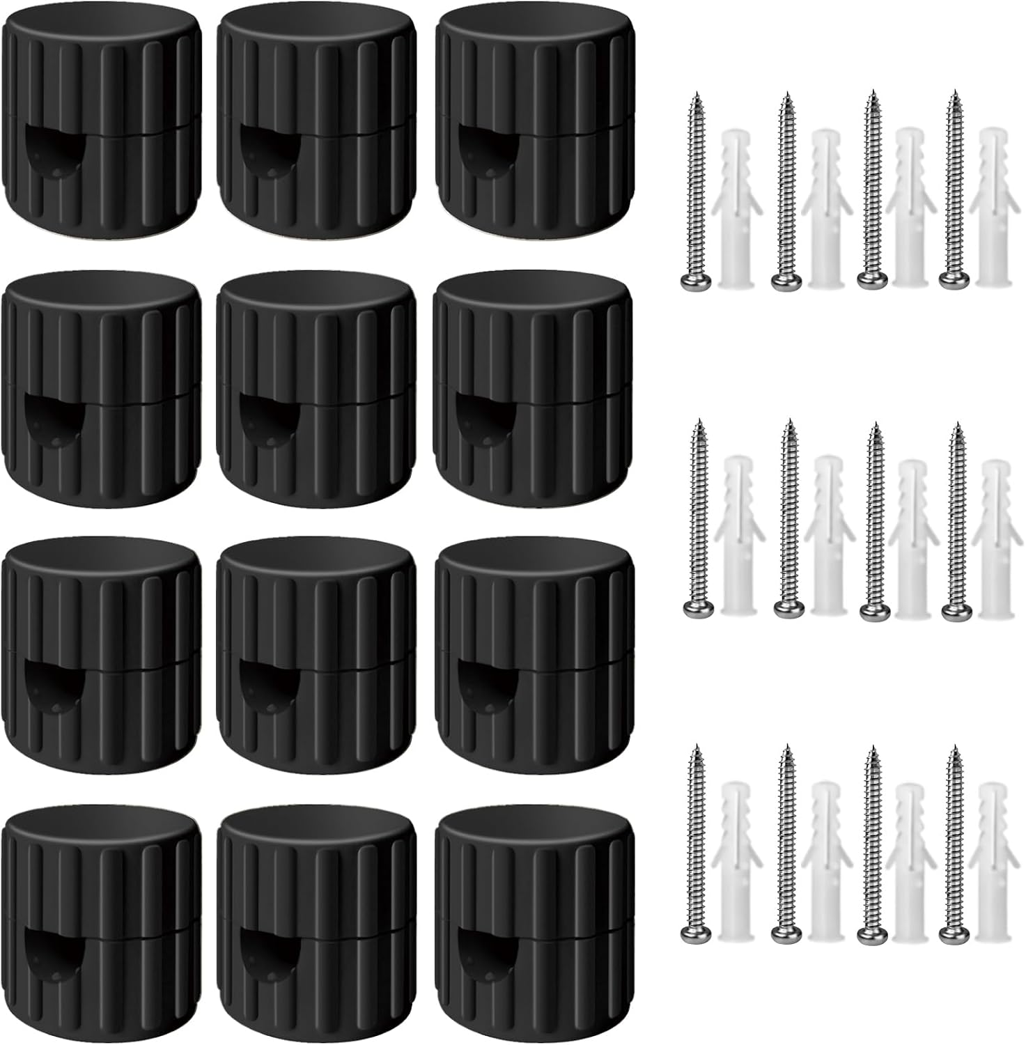 12 Pack Swag Ceiling Hook for Pendant Light - for Plug in Pendant Lighting with Cord, DIY lamp Parts for Chandelier, Electric Wire, and Lamp Cord Management (Black)