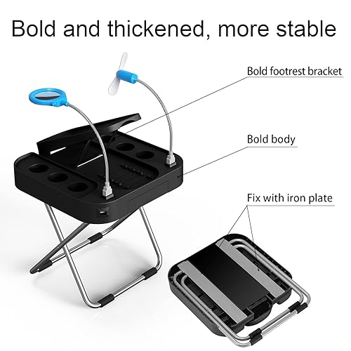 Miniatura 4 de Reposapiés de pedicura con lupa LED y ventilador de secado, reposapiés ajustable, reforzado y grueso, estable y fácil para pedicuras en casa, con