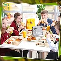 Vista 25 de Pinkunn 12 Pcs 14'' Large Divided Plates Unbreakable Wheat Straw Lunch Trays 6 Compartments Cafeteria Trays Microwave Dishwasher Safe Food Separator