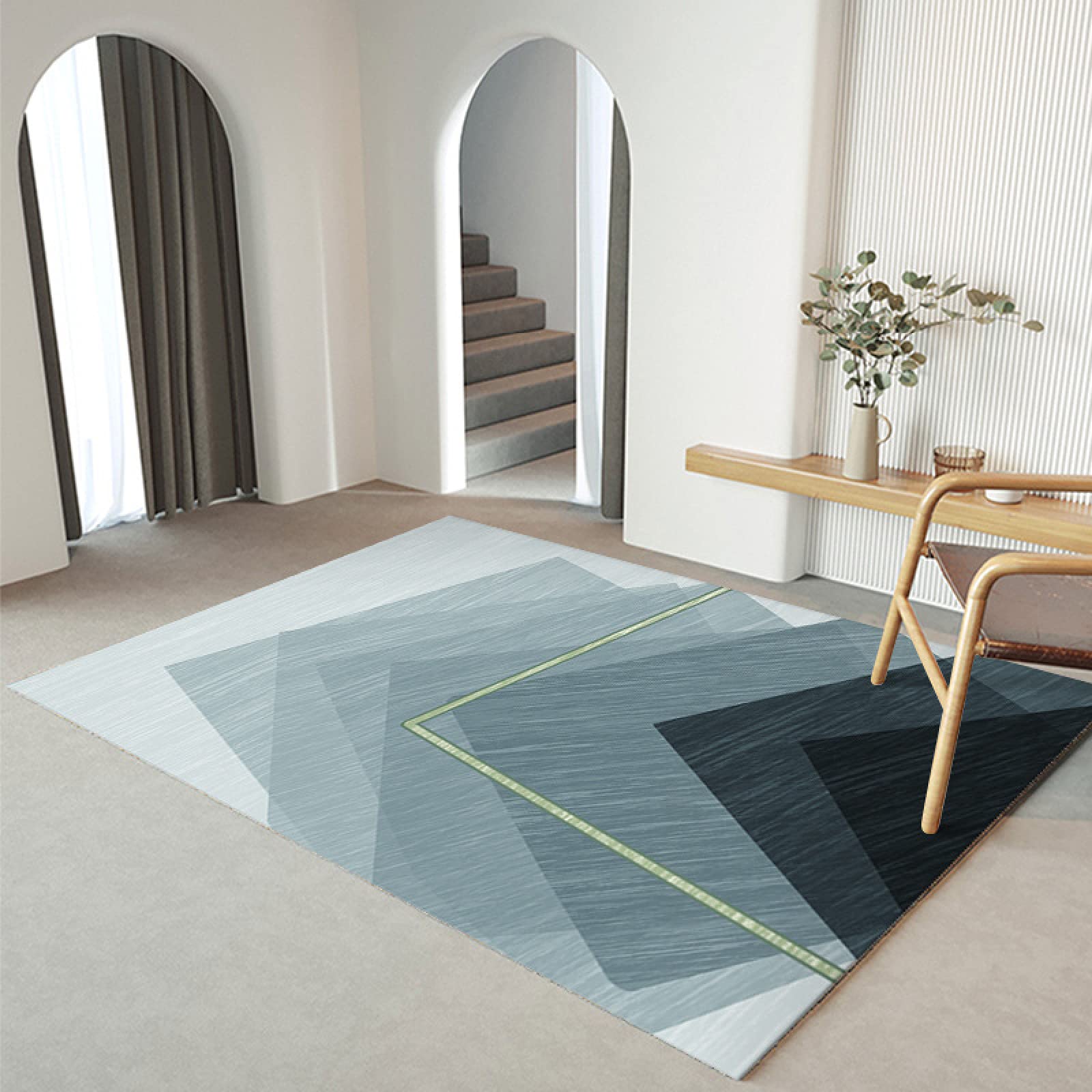 Grand tapis en peluche antisalissure lavable pour chambre et salon
