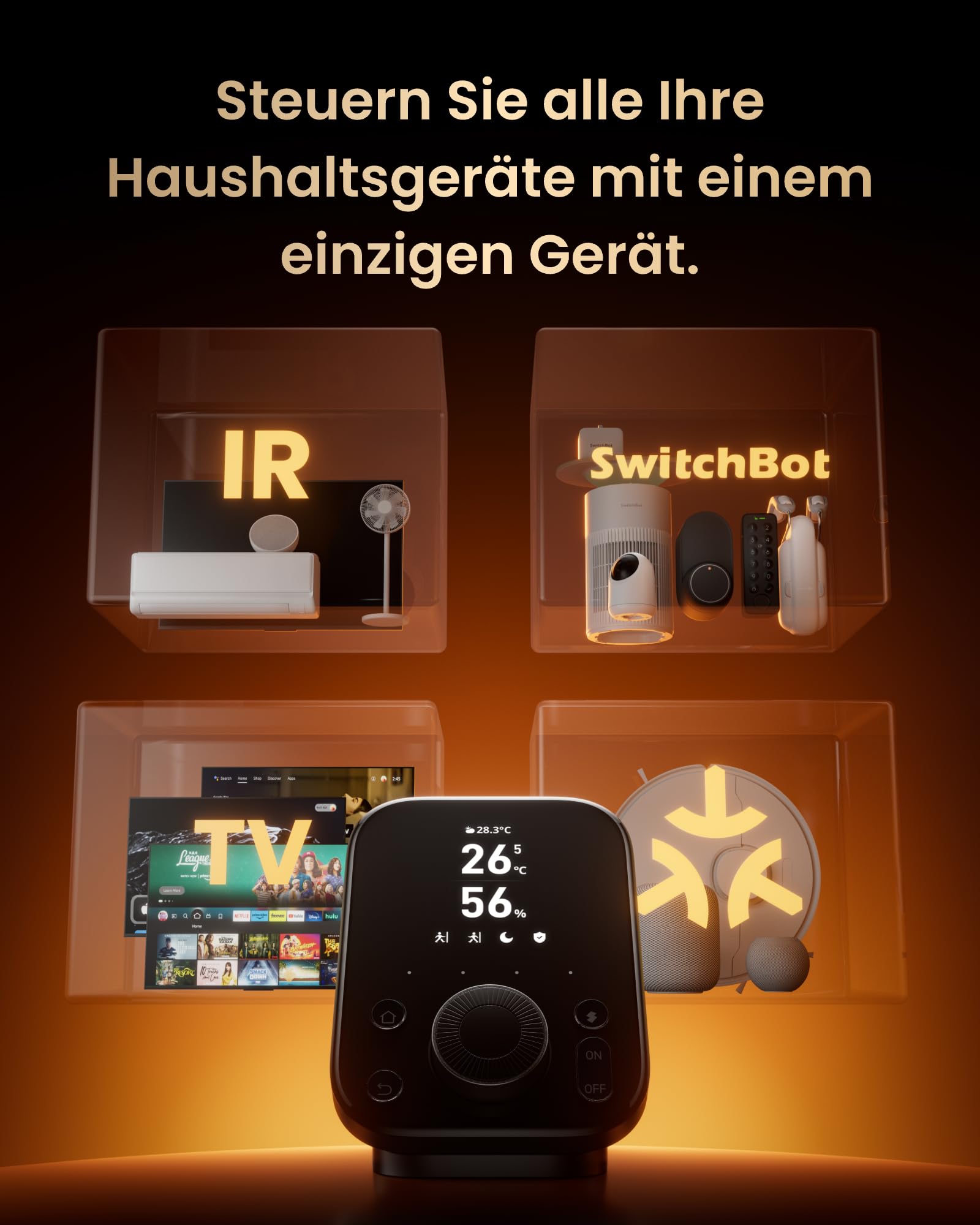SwitchBot Hub 3 Smart Home Hub Matter Support Smart IR Bluetooth Fernsteuerung WLAN Thermometer Hygrometer 2,4 GHz Alexa HomeKit Google Home IFTTT