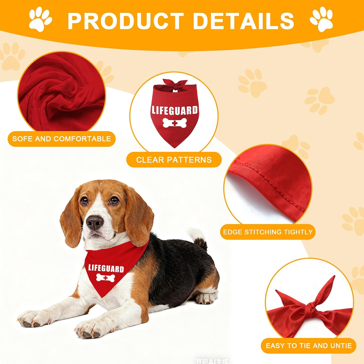 Family Kitchen Funny Cute Lifeguard Pet Dog Cat Bandana Scarf for Puppy Dog Beach Pool Accessories Bandana image 3