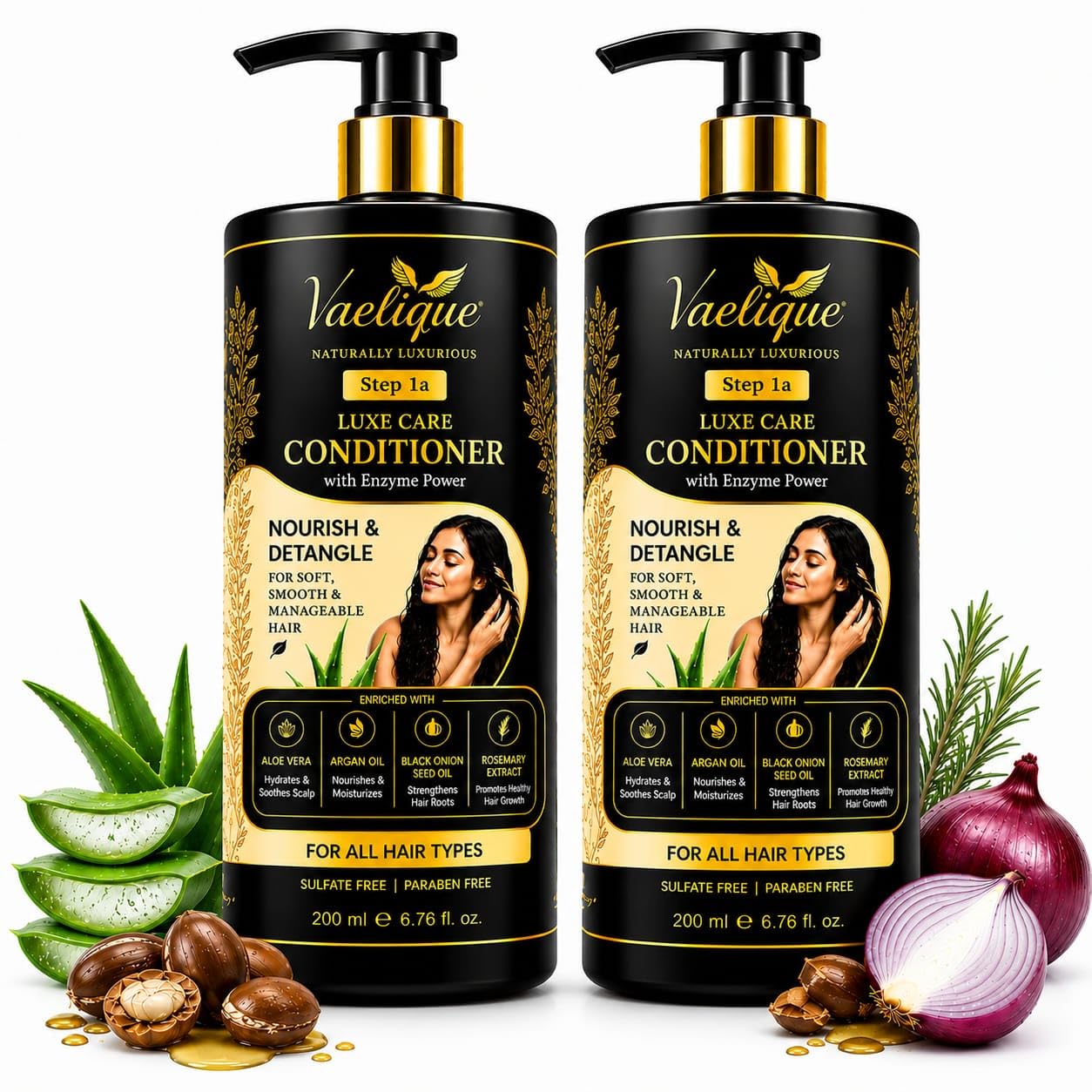 Luxe Care Conditioner 200ml Pack of 2| Aloe Vera, Black Onion Seed Oil, Argan Oil, Rosemary & Vitamin E | Hair Conditioner for Dry, Frizzy & Damaged Hair-image-19