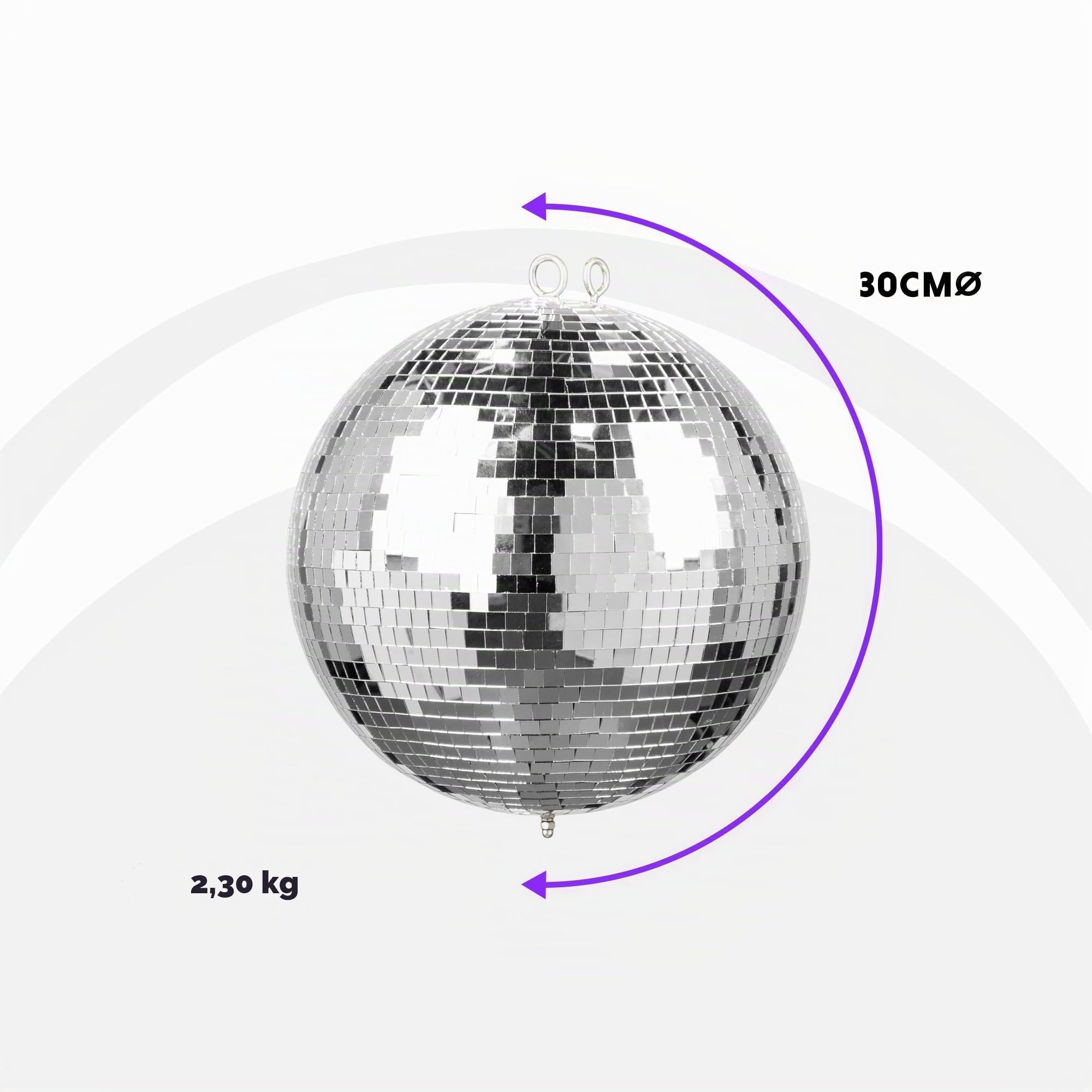 BeamZ MB30 Discokugel 30 cm, Spiegelkugel, Disco Ball, Party Gadgets, Spiegelball mit stabiler Metallöse, Partylichteffekt für Clubs, Bars und Discotheken