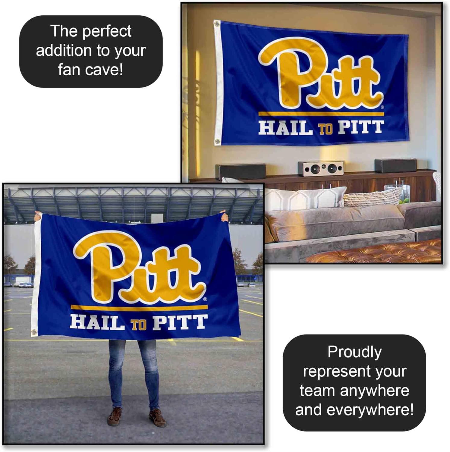 College Flags & Banners Co. Pittsburgh Panthers Hail to Pitt Flag - Image 5