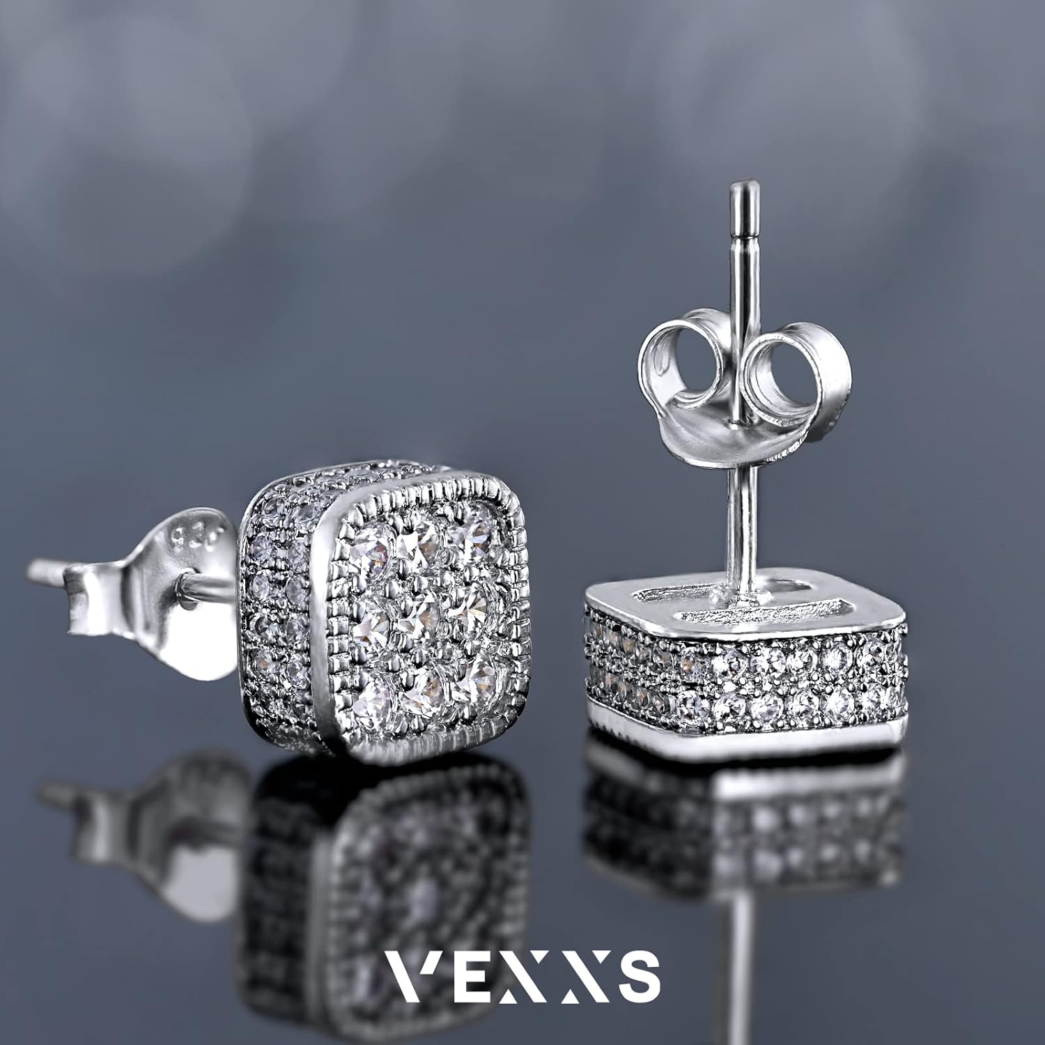 VEXXS S925 Diamond Stud Earrings for Men, 14K Real Gold Plated Iced Out Earrings Micro Pave 5A CZ Stones Men’s Studs, Hypoallergenic 925 Sterling Silver Studs - Image 5