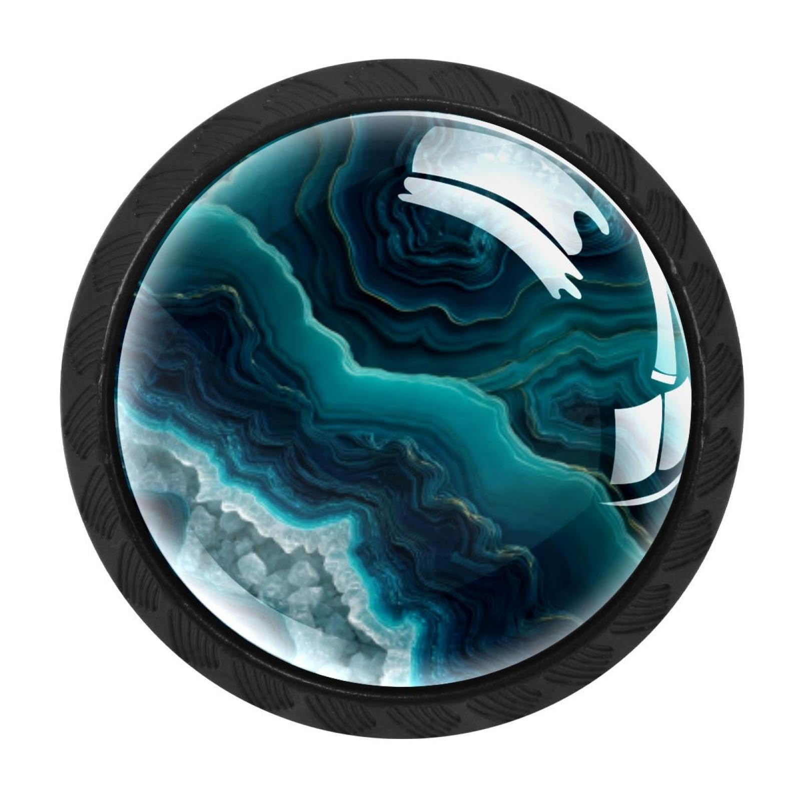 CHENZZZZ 4 Pieces Kitchen Cabinet Drawer Dresser Door Knobs Pulls Handles, Teal Agate Texture (1)