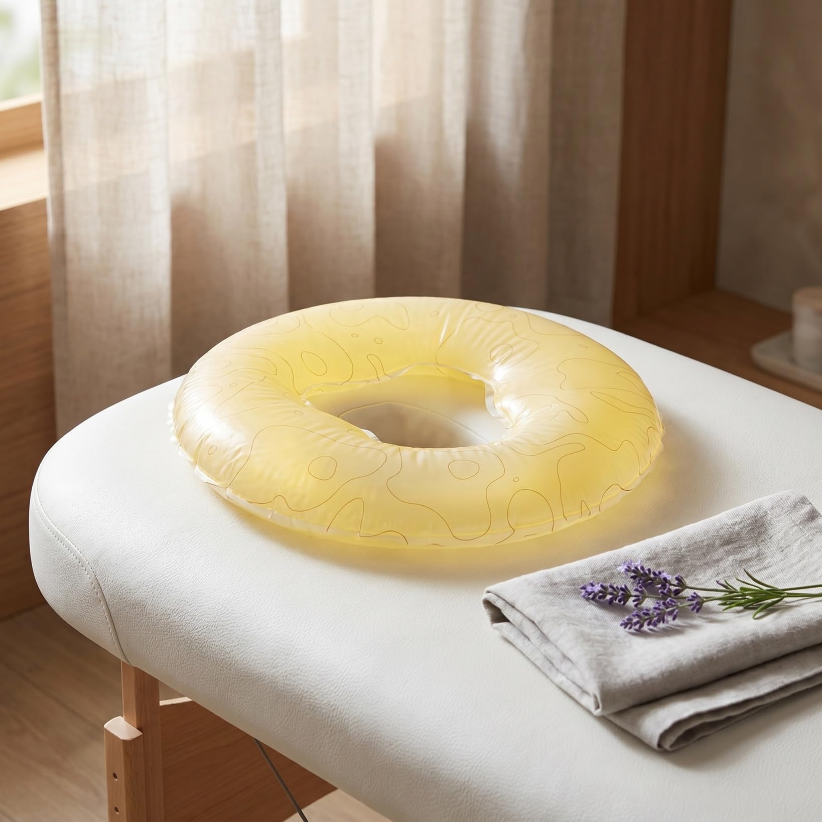 Gesichtsmassagekissen aus Silikon mit Blumenmuster – Ultra-dünne Massageauflage für Bauchlage, Professionelles Massagekissen für Kosmetikliege & Wellness – 27,5 x 26,5 cm, Gelb