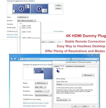 DTECH 4K HDMI Dummy Plug Display Emulator Headless Ghost Adapter Compatible with Windows Mac OSX Linux Support 4kx2k 2160P 1080p for Computer Desktop (fit-Headless, 5 Pack)