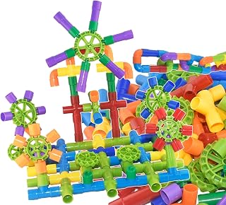 400 Piece Pipe Tube Sensory Toys, Tube Locks Construction Building Blocks, Creative Tube Locks Construction Set with Wheels, Educational Building Blocks Set for Toddler Boys Girls Aged 3+