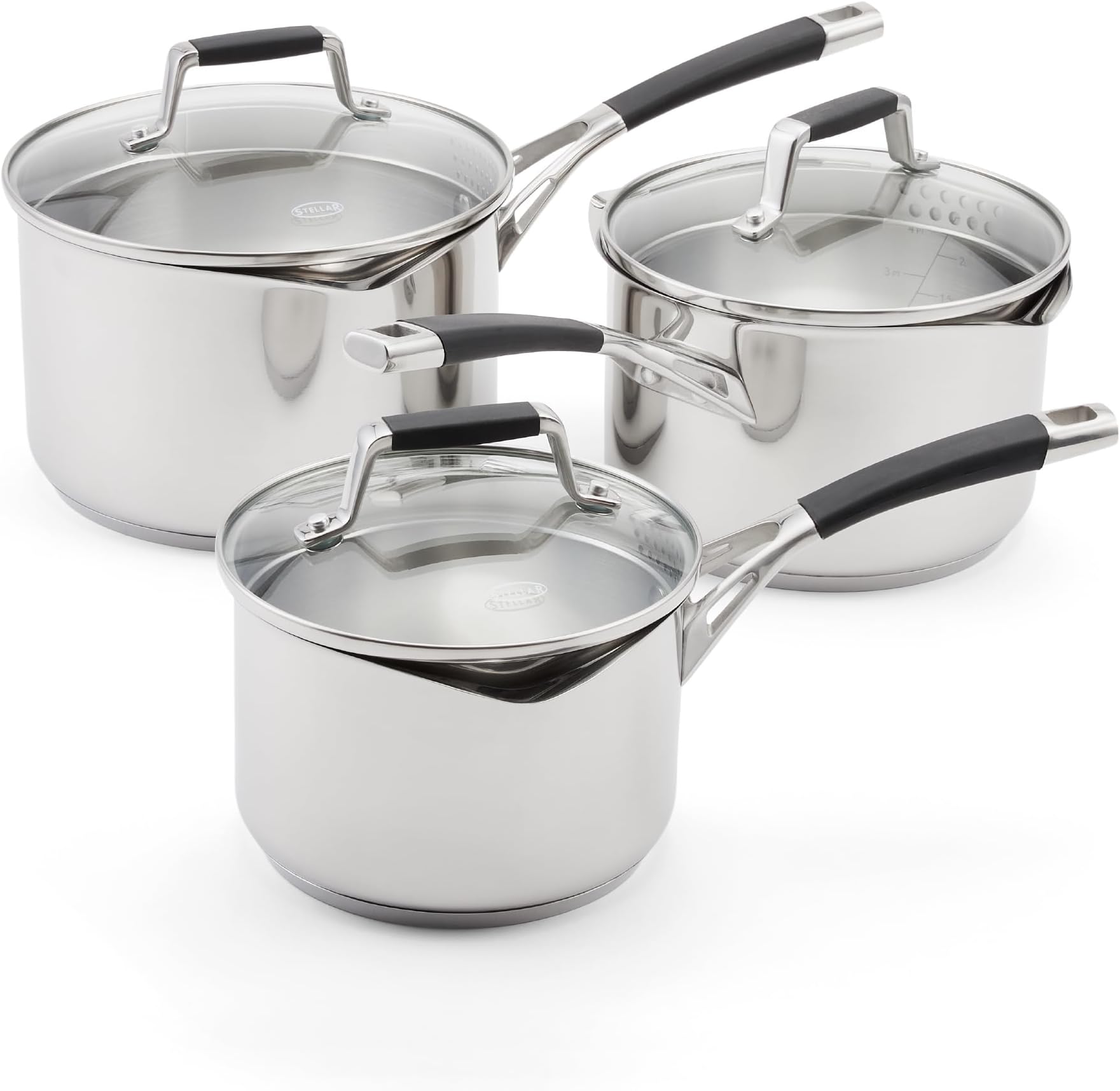 Stellar Induction, 3 Piece Draining Saucepan Set